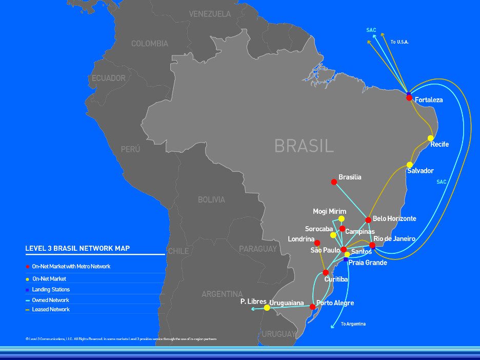 Level 3 expande rede no sul do Brasil