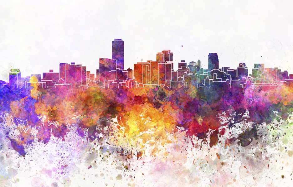 Adelaide skyline in watercolor background cidade predio