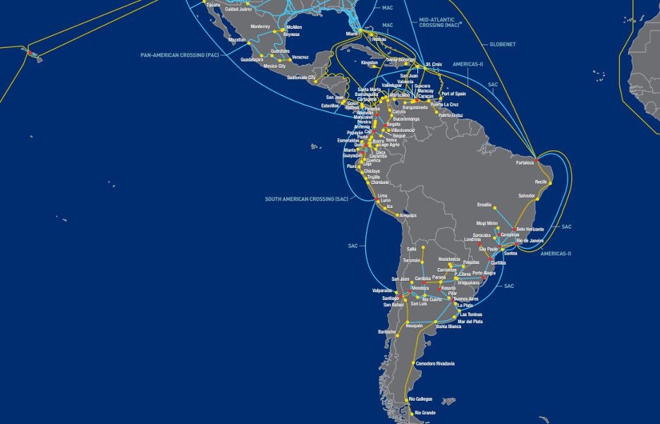 rede level 3 america latina mapa