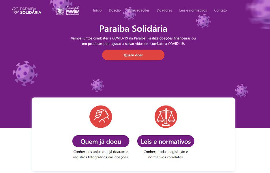Na Paraíba, portal automatiza recebimento de doações durante a pandemia