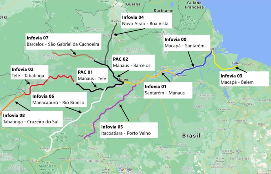 Mapa das infovias de banda larga na Amazônia / Crédito: Divulgação