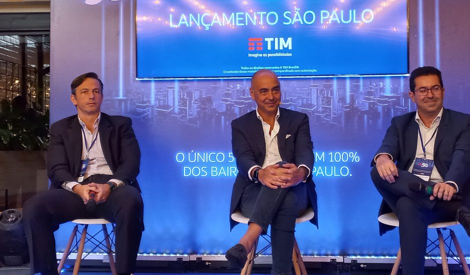 Diretores da TIM durante lançamento do 5G em São Paulo - crédito: Tele.Síntese