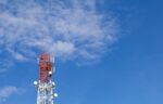 Communication tower and blue sky with space