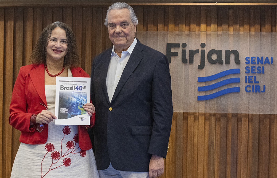 Ministra do MCTI, Luciana Santos, e Eduardo Eugenio Gouvêa Vieira, presidente da Firjan | Foto: Paula Johas/Firjan
