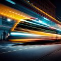 Blurred city lights, rushing nightlife, travel destinations ,generative artificial intelligence