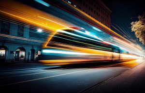 Blurred city lights, rushing nightlife, travel destinations ,generative artificial intelligence