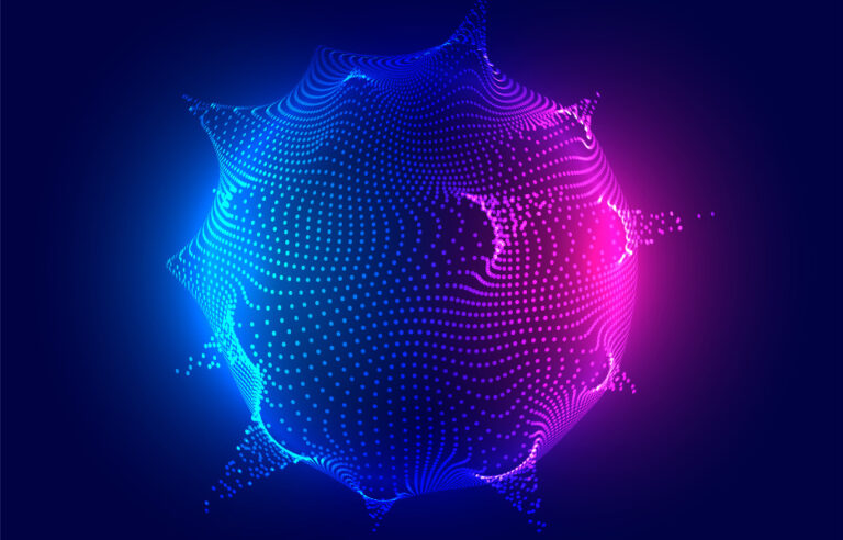 glowing digital particle sphere technology background design Freepik