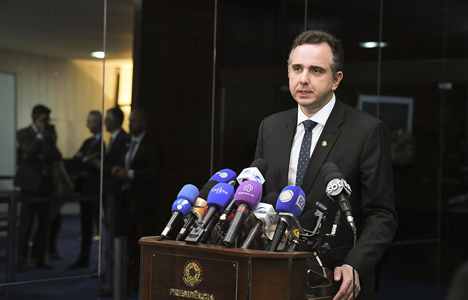 Rodrigo Pacheco fala com imprensa sobre segundo semestre do Senado | Foto: Jonas Pereira/Agência Senado